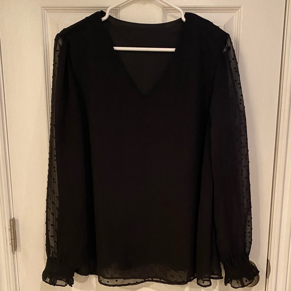 Black Long Sleeve Blouse.  Size Large.